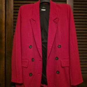 Red Double-Breasted Blazer Jacket - Unbranded